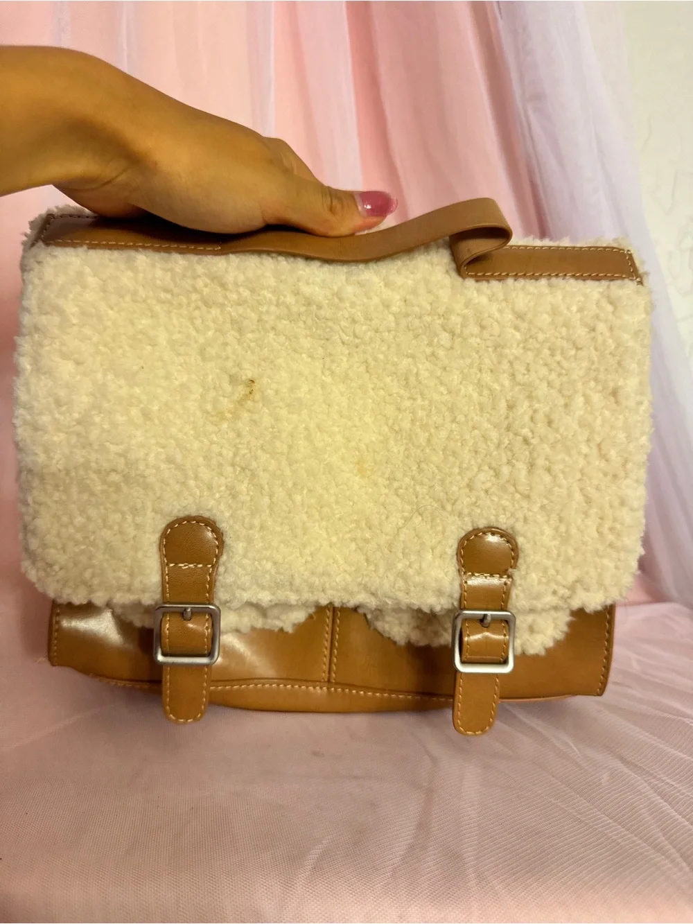 👜Y2K Zara Girls Beige & Brown Solid Crossbody Bag Flap Buckle